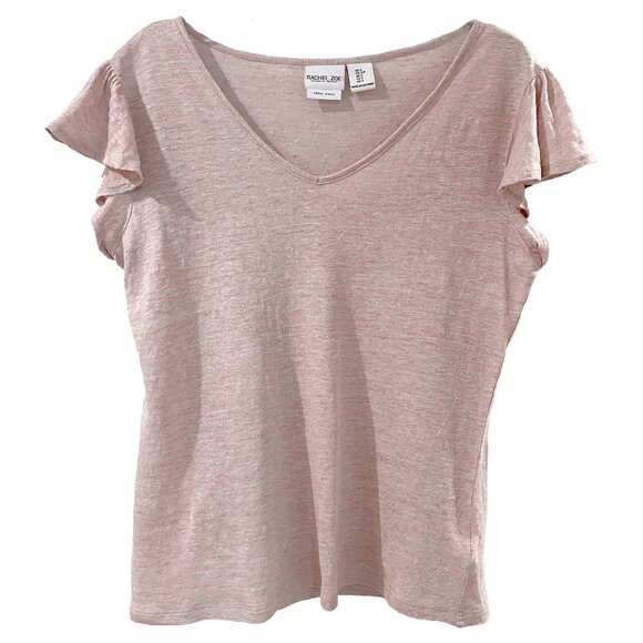 Rachel Zoe Tops - Rachel Zoe Linen Mauve Rose Quartz Pink V Neck Flutter Sleeve Top Size Small